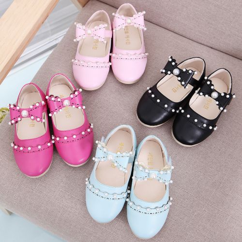Chaussures enfants en PU ronde avec perles pour printemps - semelle caoutchouc antidérapant Ref 1022297