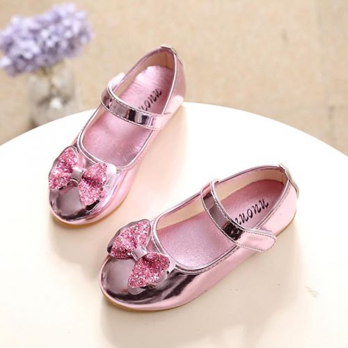 Chaussures enfants en Cuir spatial ronde avec perles pour printemps - semelle caoutchouc naturel Ref 1022315