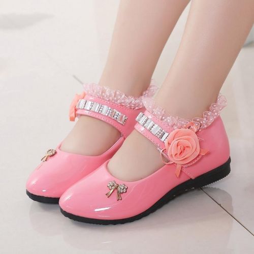Chaussures enfants en PU ronde avec perles pour printemps - semelle caoutchouc Ref 1022328