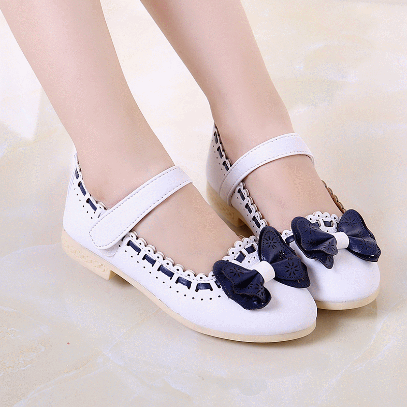 Chaussures enfants en Cuir spatial ronde pour printemps - Ref 1022354