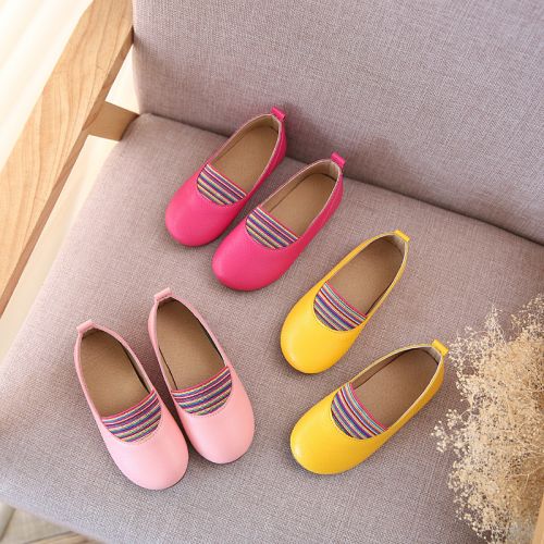 Chaussures enfants en PU ronde coutures cuir pour printemps - Ref 1022619