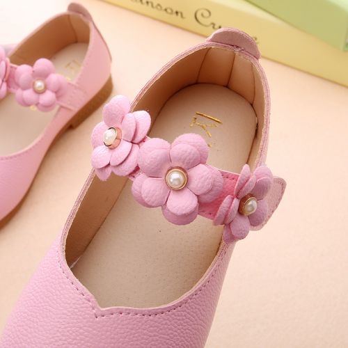 Chaussures enfants en cuir de vache fendu ronde brodé pour Toute saison - Ref 1022847