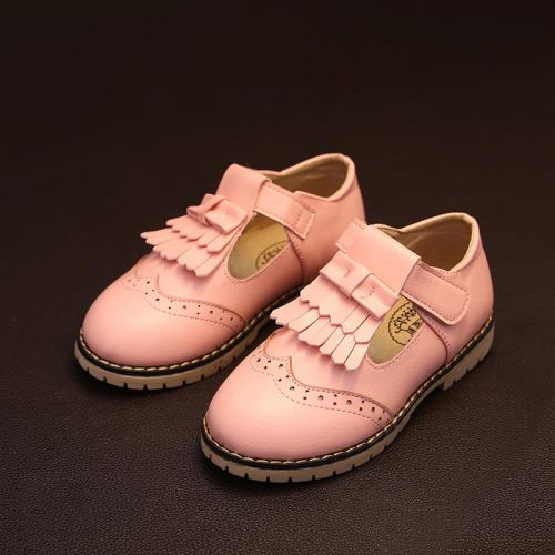Chaussures enfants en PU ronde coutures cuir pour printemps - Ref 1023248