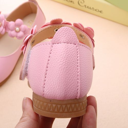 Chaussures enfants en cuir de vache fendu ronde brodé pour Toute saison - Ref 1023599