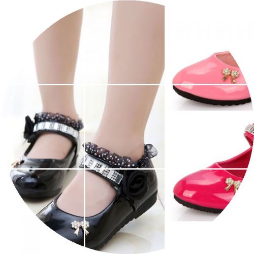 Chaussures enfants en PU ronde avec perles pour printemps - semelle caoutchouc Ref 1024178