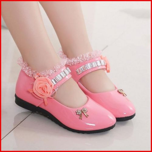 Chaussures enfants en PU ronde avec perles pour printemps - semelle caoutchouc Ref 1024344