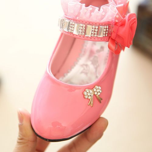 Chaussures enfants en PU ronde avec perles pour printemps - semelle caoutchouc Ref 1024527