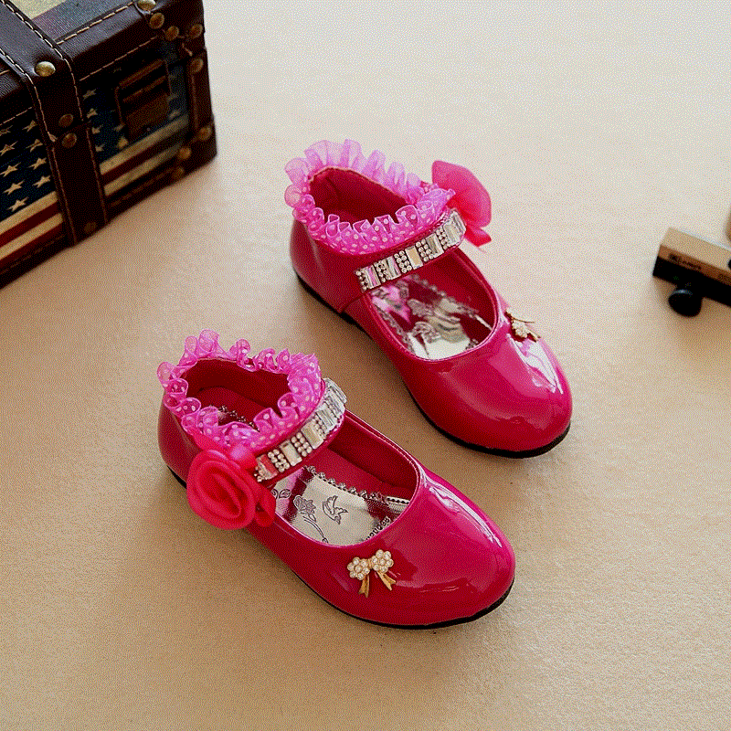 Chaussures enfants en PU ronde avec perles pour printemps - semelle caoutchouc Ref 1024559