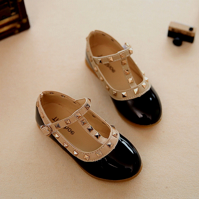 Chaussures enfants en PU pointu rivet pour printemps - Ref 1024564