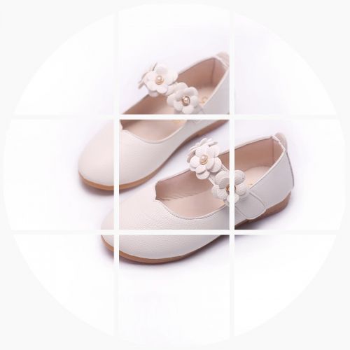 Chaussures enfants en cuir de vache fendu ronde avec perles pour printemps - Ref 1024636