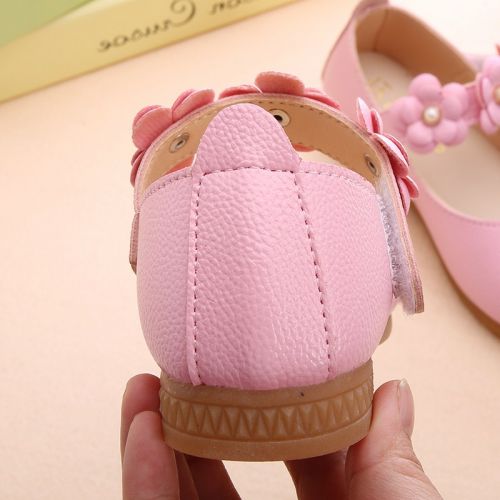 Chaussures enfants en cuir de vache fendu ronde brodé pour Toute saison - Ref 1024748