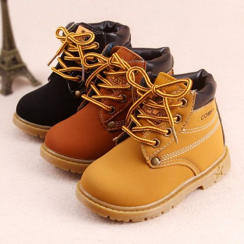 Chaussures enfants en similicuir ronde coutures cuir pour hiver - Ref 1024779