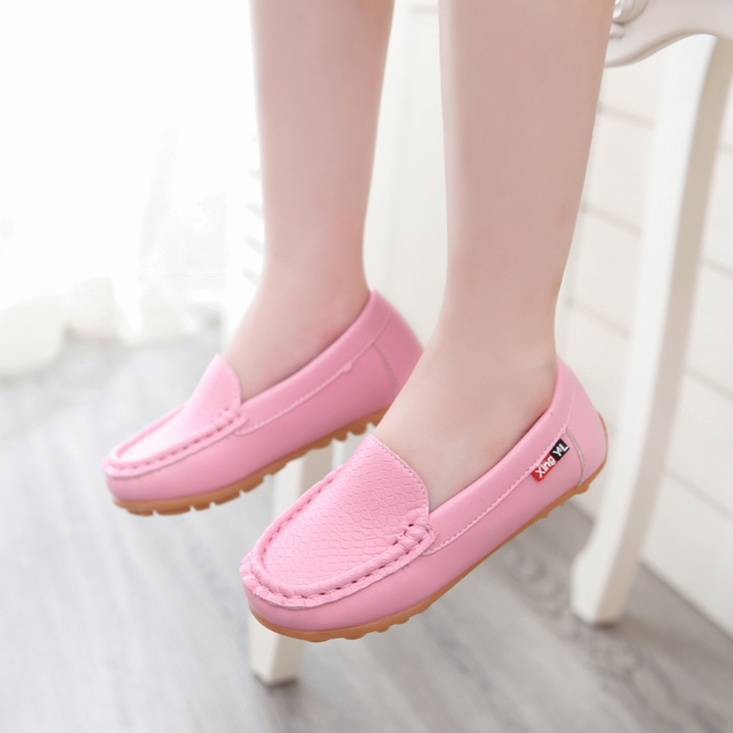 Chaussures enfants en cuir synthétique ronde coutures pour printemps - semelle caoutchouc Ref 1024790