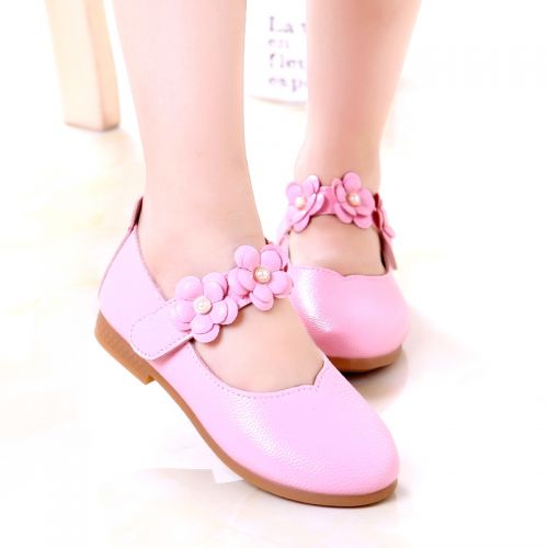 Chaussures enfants en cuir de vache fendu ronde brodé pour Toute saison - Ref 1025144