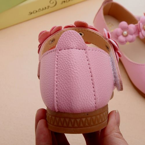 Chaussures enfants en cuir de vache fendu ronde brodé pour Toute saison - Ref 1025896