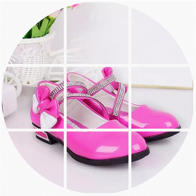 Chaussures enfants ronde avec perles pour printemps - semelle caoutchouc antidérapant Ref 1026255