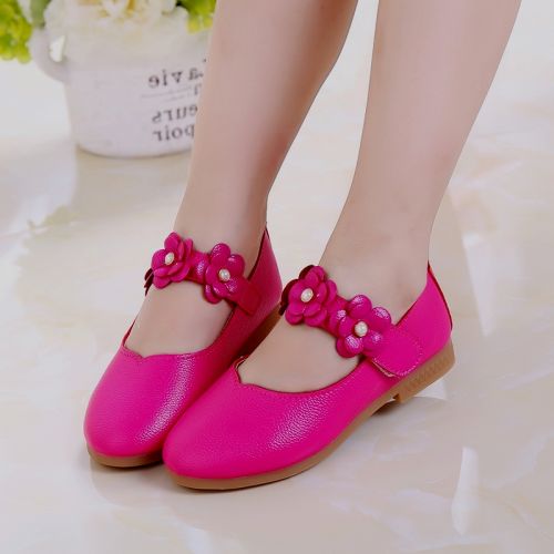 Chaussures enfants en cuir de vache fendu ronde avec perles pour printemps - Ref 1026342