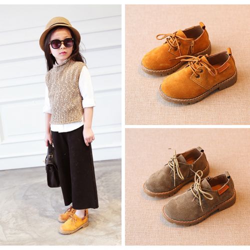 Chaussures enfants en de vache, Nubuck, ronde pour printemps - semelle caoutchouc Ref 1026513
