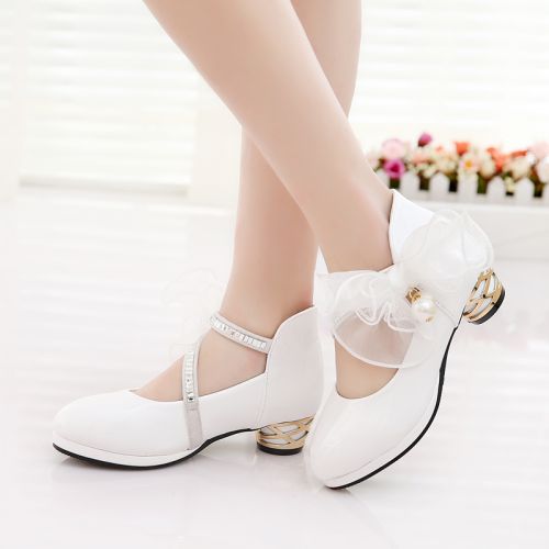 Chaussures enfants en Cuir spatial ronde brodé pour printemps - semelle caoutchouc Ref 1026774