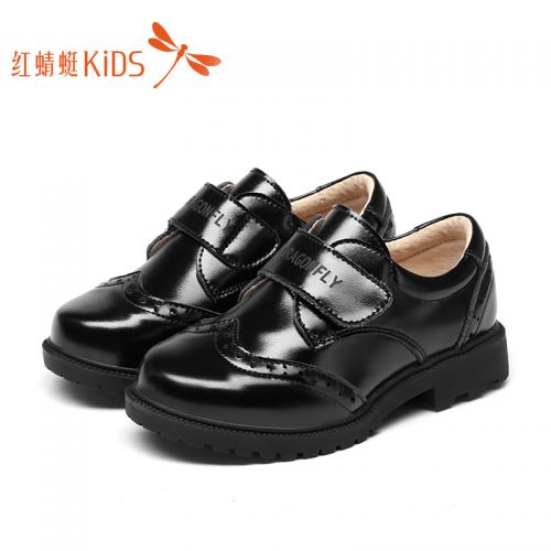 Chaussures enfants en cuir de vache fendu REDDRAGONFLY ronde pour hiver - semelle TPR Ref 1026862