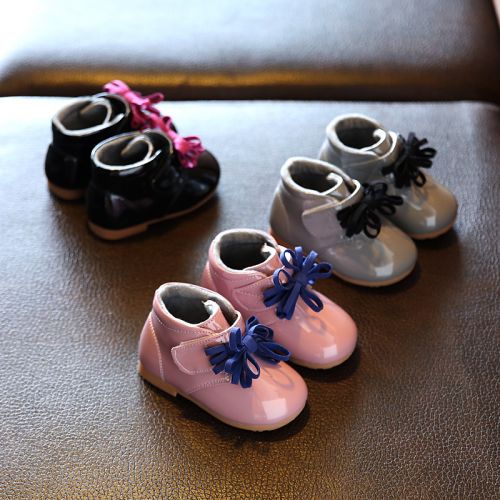 Chaussures enfants en PU ronde coutures cuir pour hiver - Ref 1026866