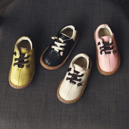 Chaussures enfants en PU ronde coutures cuir pour printemps - Ref 1026876