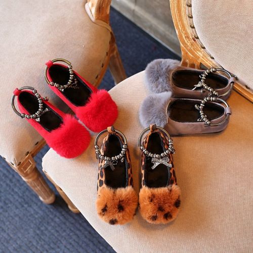 Chaussures enfants en ronde brodé pour hiver - semelle caoutchouc antidérapant Ref 1026904