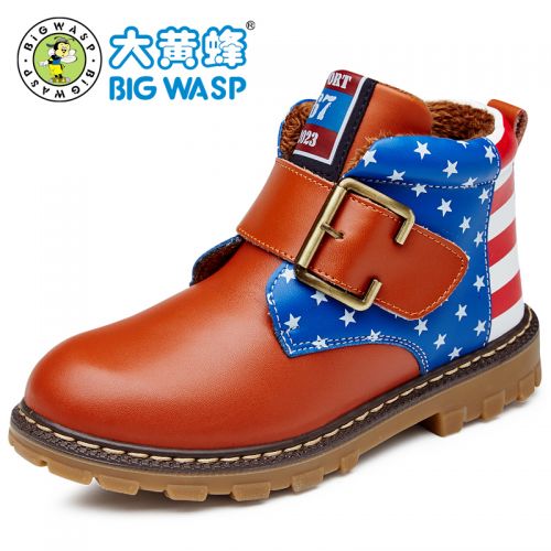 Chaussures enfants en cuir synthétique BIG WASP ronde pour hiver - semelle PU Ref 1026951