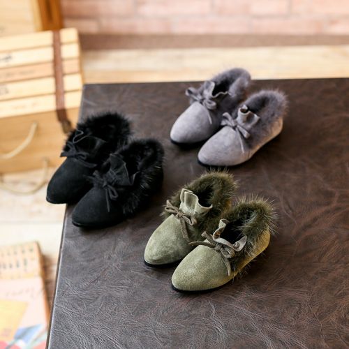 Chaussures enfants en de vache, Nubuck, ronde pour hiver - semelle caoutchouc naturel Ref 1026994