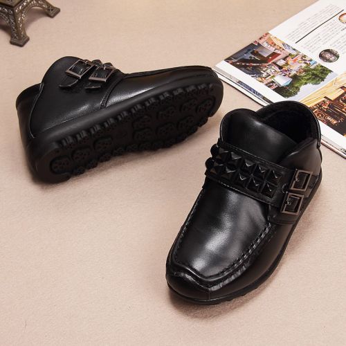 Chaussures enfants en cuir ronde pour hiver - semelle caoutchouc antidérapant Ref 1027040