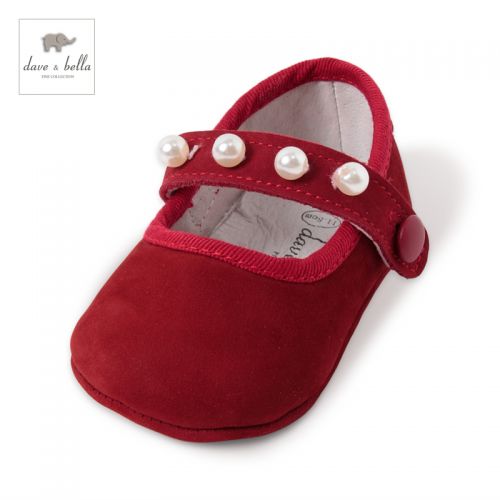 Chaussures enfants en peau de porc DAVEBELLA ronde avec perles pour printemps - semelle plastique Ref 1027274