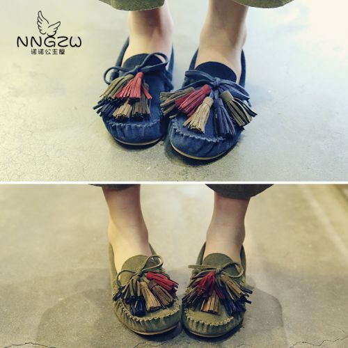Chaussures enfants en de vache, Nubuck, NNGZ ronde houppe pour printemps - Ref 1027355