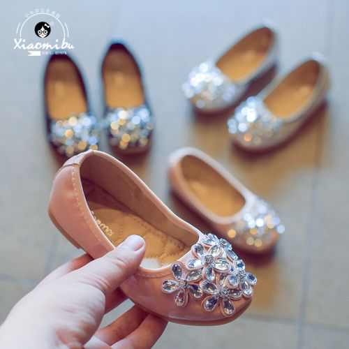 Chaussures enfants en similicuir ronde avec perles pour printemps - semelle caoutchouc Ref 1027470