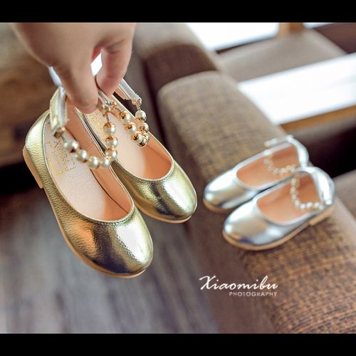 Chaussures enfants en PU ronde avec perles pour printemps - semelle caoutchouc Ref 1027572