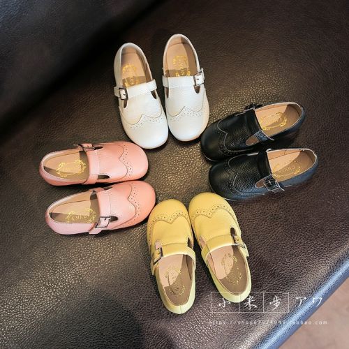 Chaussures enfants en cuir ronde pour printemps - semelle caoutchouc antidérapant Ref 1027588