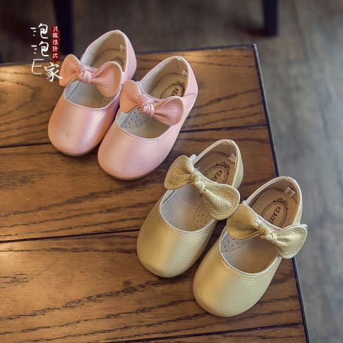 Chaussures enfants en cuir ronde coutures pour printemps - semelle caoutchouc antidérapant Ref 1027925