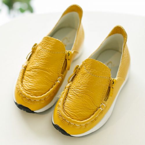 Chaussures enfants en cuir ronde coutures pour printemps - semelle caoutchouc Ref 1027961