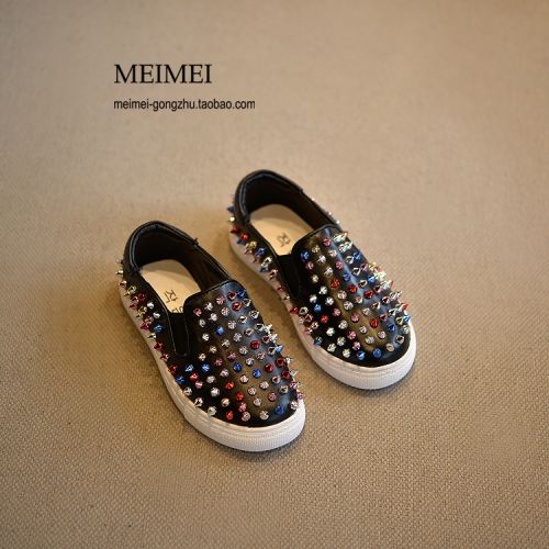 Chaussures enfants en PU ronde rivet pour printemps - semelle caoutchouc naturel Ref 1028475