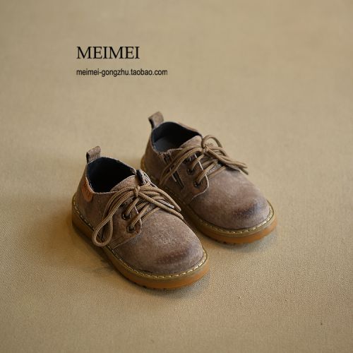 Chaussures enfants en de vache, Nubuck, ronde pour printemps - semelle caoutchouc naturel Ref 102847
