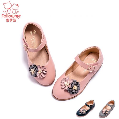 Chaussures enfants en cuir de vache fendu FOLLOW ME ronde pour printemps - semelle TPR Ref 1028623