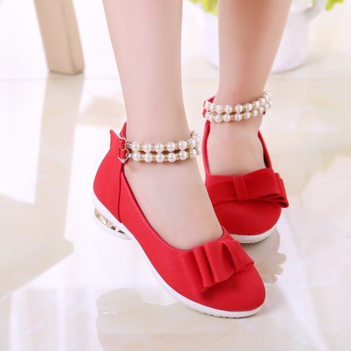 Chaussures enfants en PU ronde avec perles pour printemps - semelle caoutchouc Ref 1028812