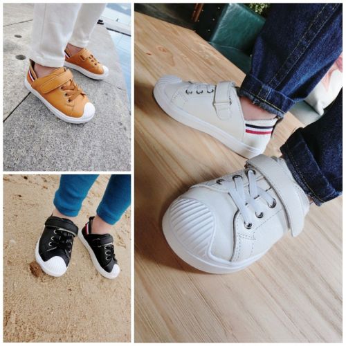 Chaussures enfants en cuir ronde coutures pour printemps - semelle caoutchouc antidérapant Ref 1029302