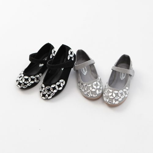Chaussures enfants ronde avec perles pour printemps - semelle caoutchouc antidérapant Ref 1029494