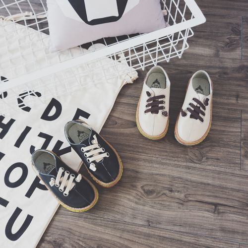 Chaussures enfants ronde coutures cuir pour printemps - semelle TPR Ref 1029512