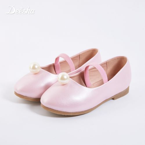 Chaussures enfants en cuir synthétique DEESHA ronde avec perles pour printemps - semelle TPR Ref 1029568