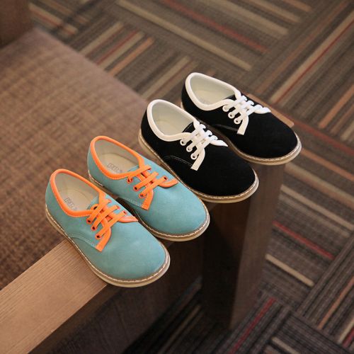 Chaussures enfants en de vache, Nubuck, ronde pour printemps - semelle caoutchouc naturel Ref 1029948