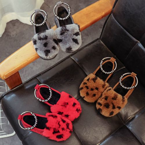 Chaussures enfants en ronde avec perles pour hiver - semelle caoutchouc naturel Ref 1030204
