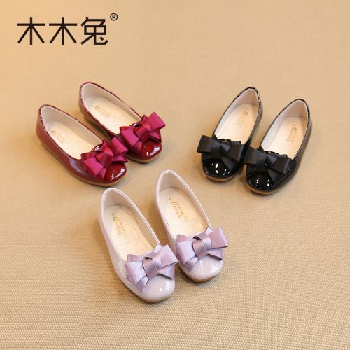 Chaussures enfants en similicuir tête plate coutures cuir pour printemps - semelle caoutchouc Ref 1030327