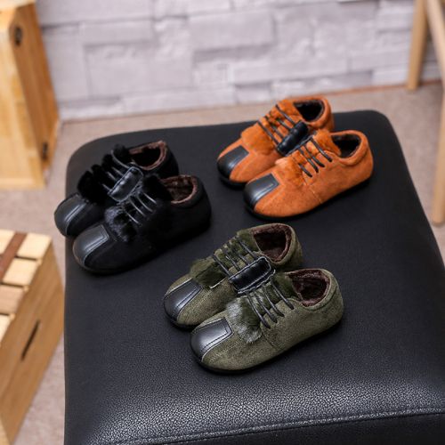 Chaussures enfants en ronde coutures cuir pour hiver - semelle caoutchouc antidérapant Ref 1030434