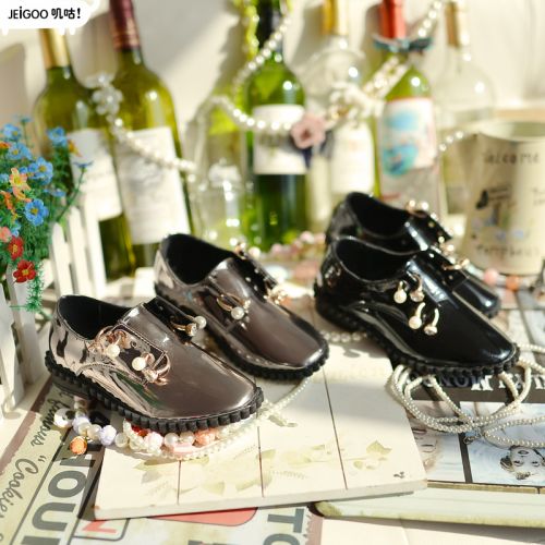 Chaussures enfants en PU ronde avec perles pour printemps - semelle caoutchouc Ref 1030523